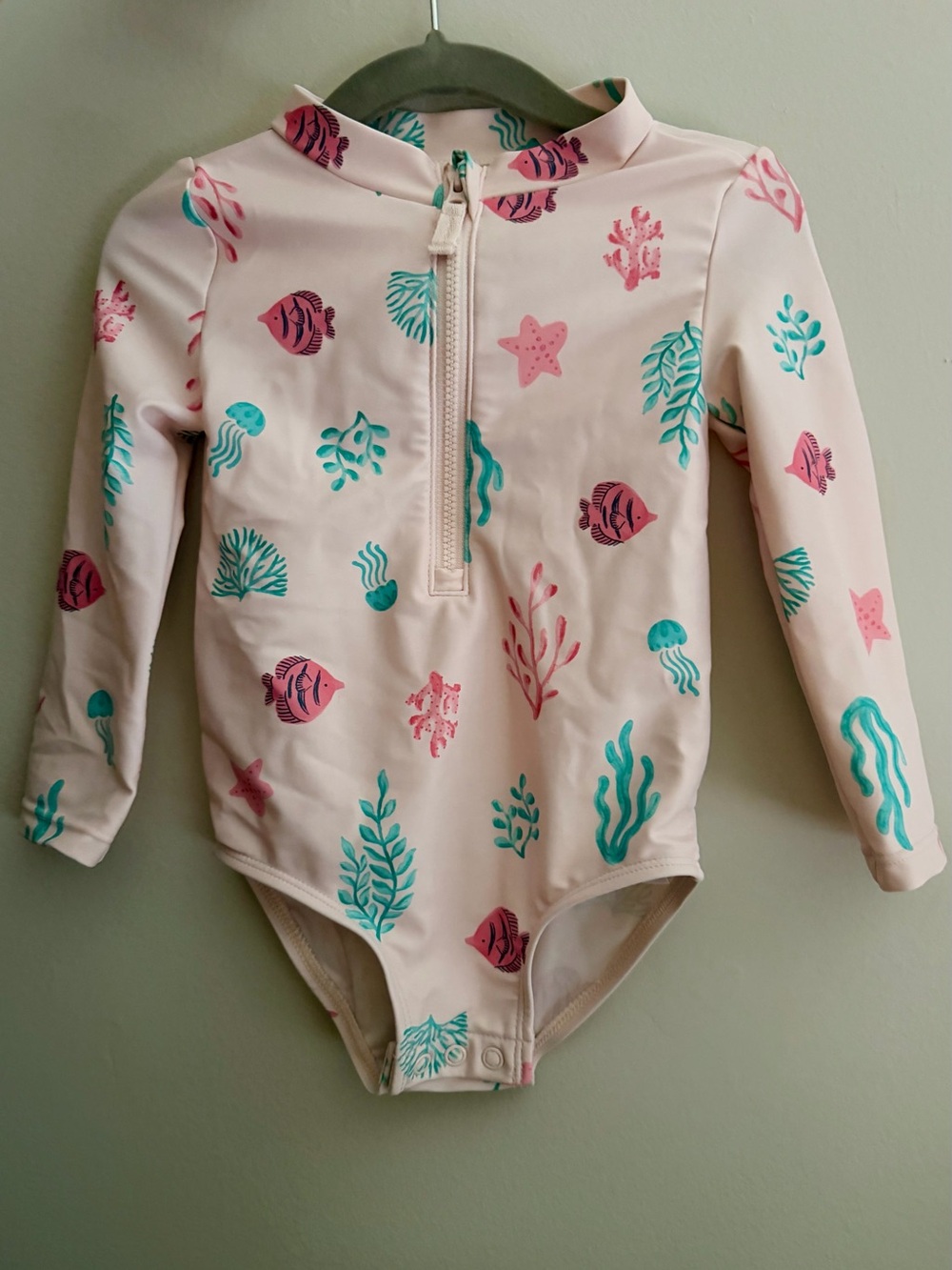 Carter’s Kids Toddler Long-Sleeve Rash Guard Swimsuit - Pink Sea Life Print